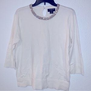 Liz Claiborne Career Petite L white sweater